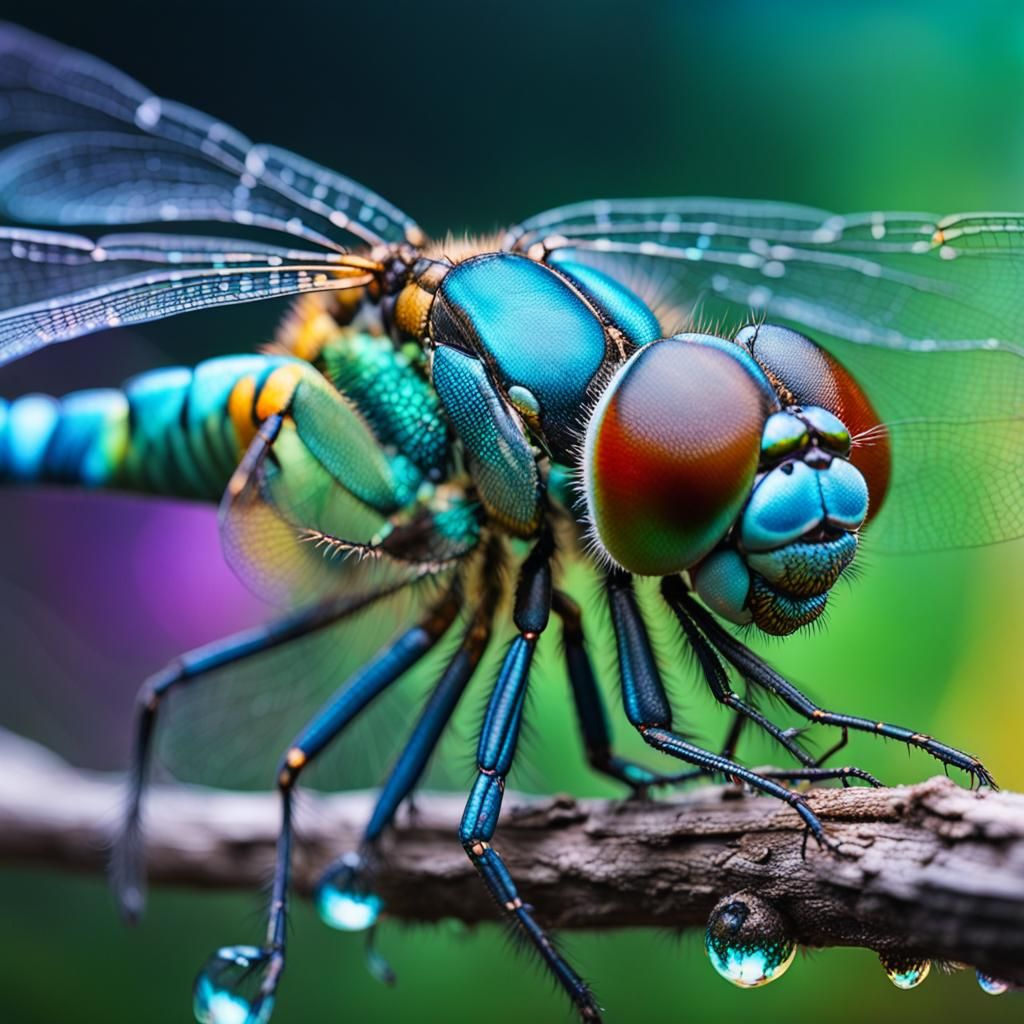 Magical Dragonfly Macro Photograph in Vibrant Colors