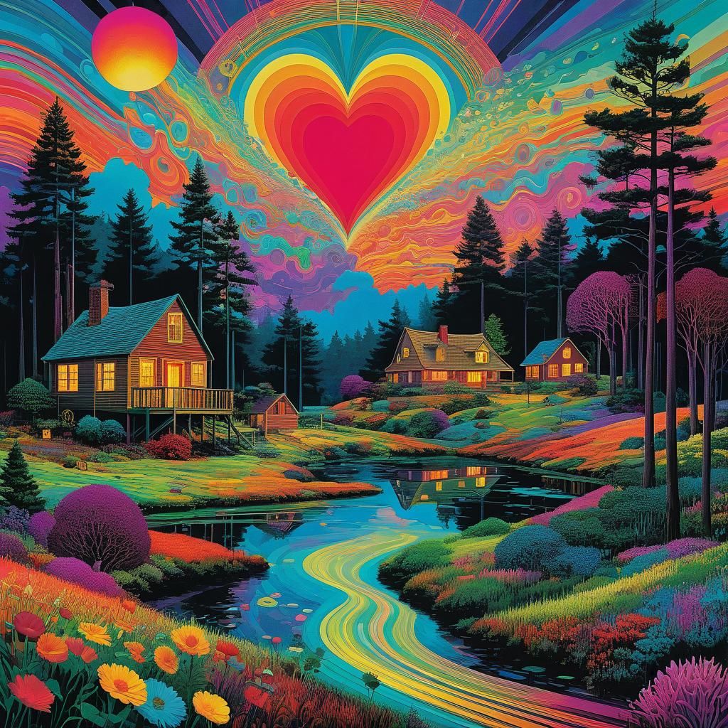 Ethereal Heart in Psychedelic Cottagecore Fantasy