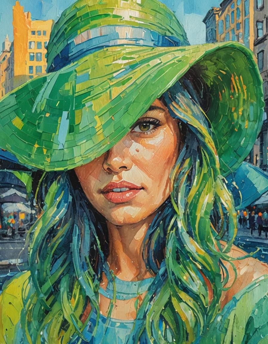 Vibrant Cityscape at Golden Hour, Impressionist Gouache