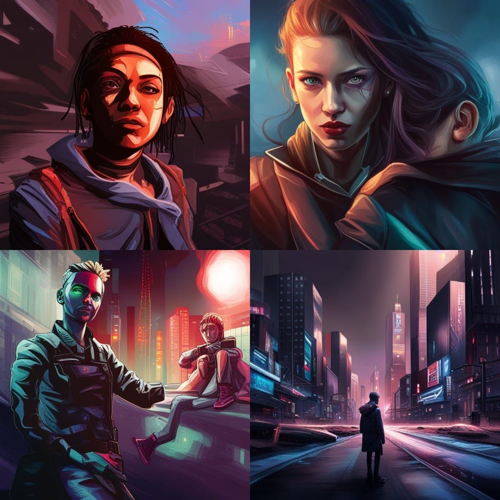 Dystopian Cyberpunk Cityscape in Hyperrealistic Style