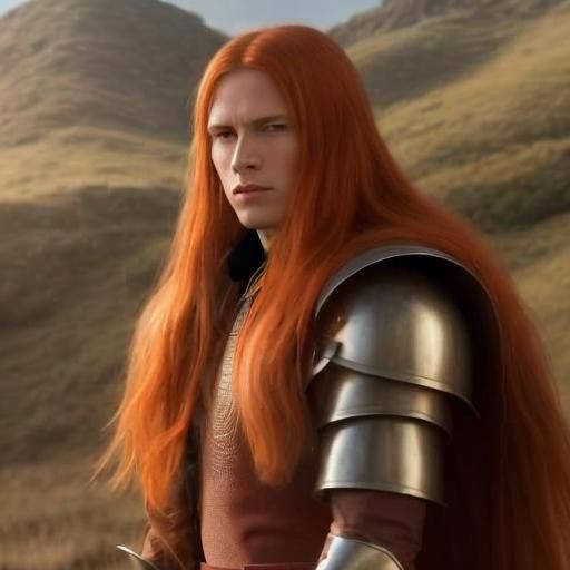 Knight with Golden Hair in Forest, Hyperdetailed Art