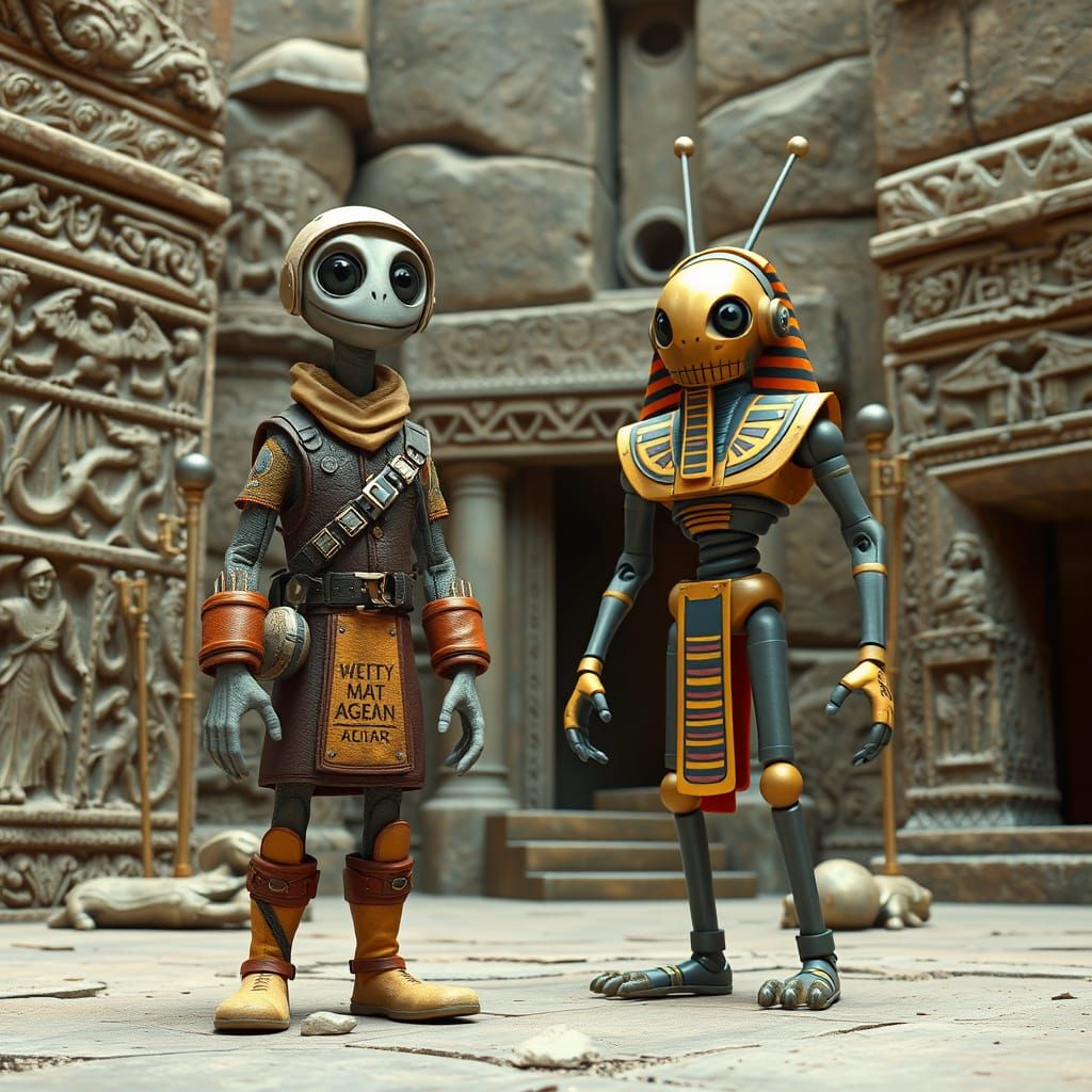 Retro Sci-Fi Alien Adventure in Claymation Style