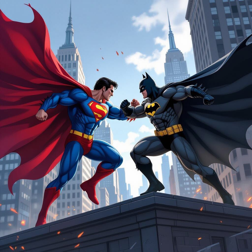 Superman & Batman's Rooftop Martial Arts Battle in NYC