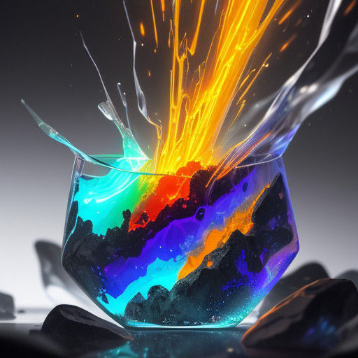 Surreal, Futuristic Scene: Melting Glass and Neon Glow