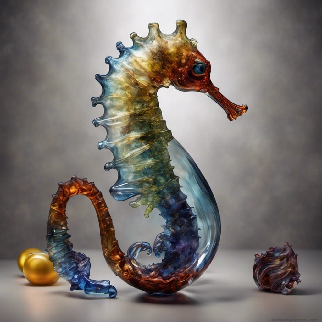 Blown Glass Seahorse in Murano Style