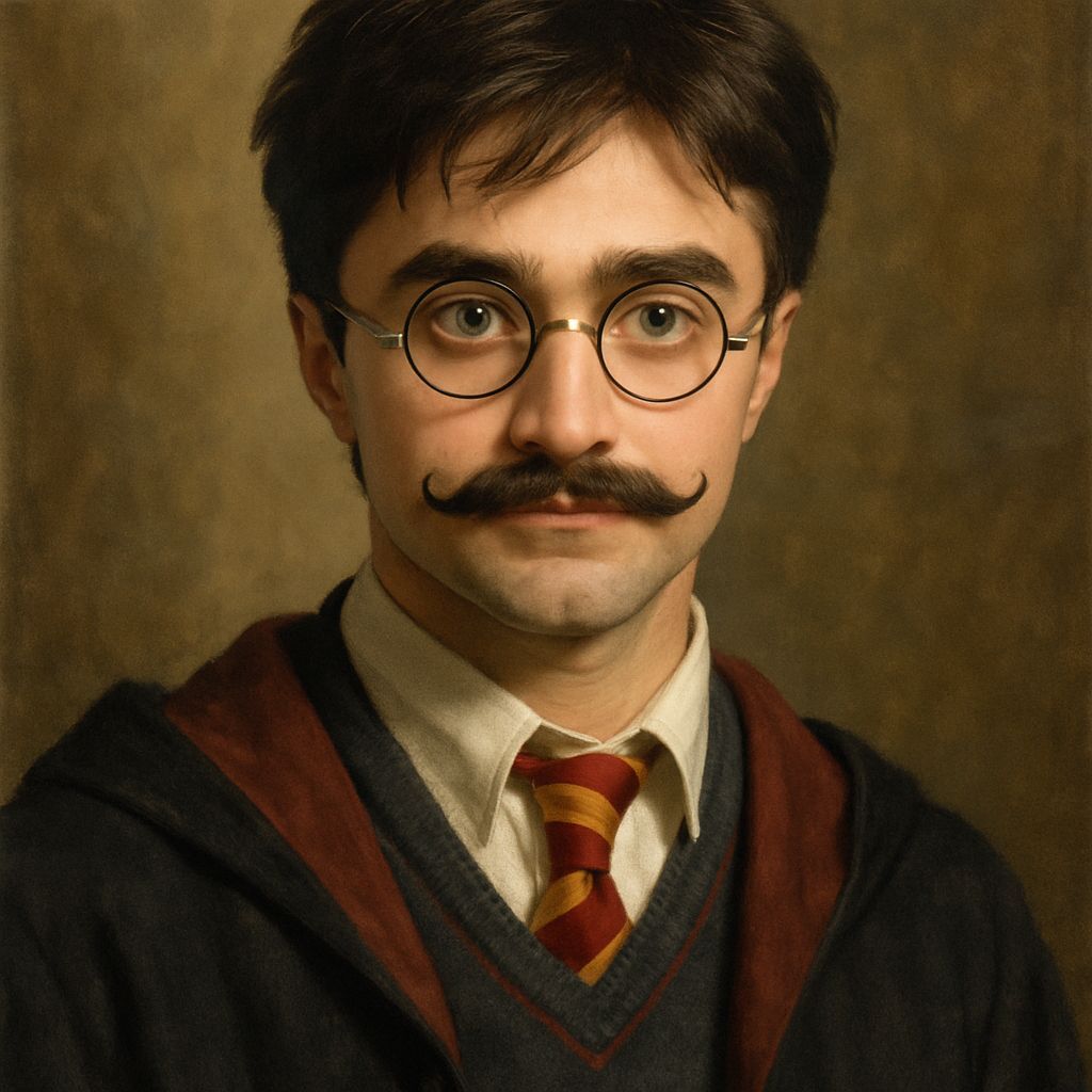 harry potter with a mustache