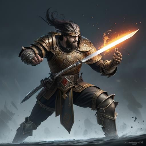 Futuristic Roman Warrior Gladio in Detailed Matte Painting