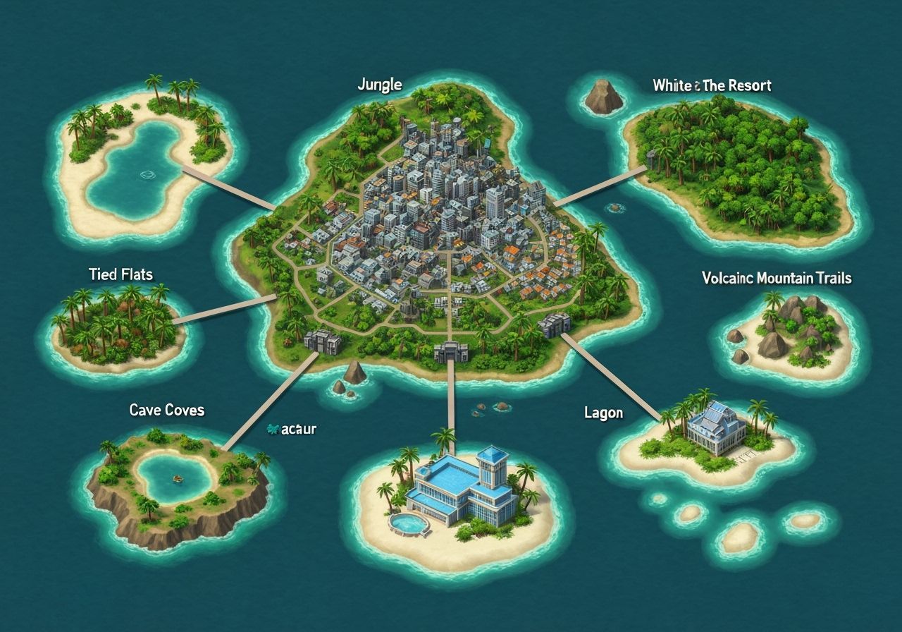 Tropical Archipelago Game Map in 2D Style