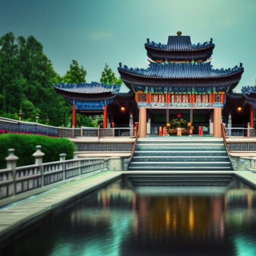 Seaside Summer Palace: Detailed Matte Painting