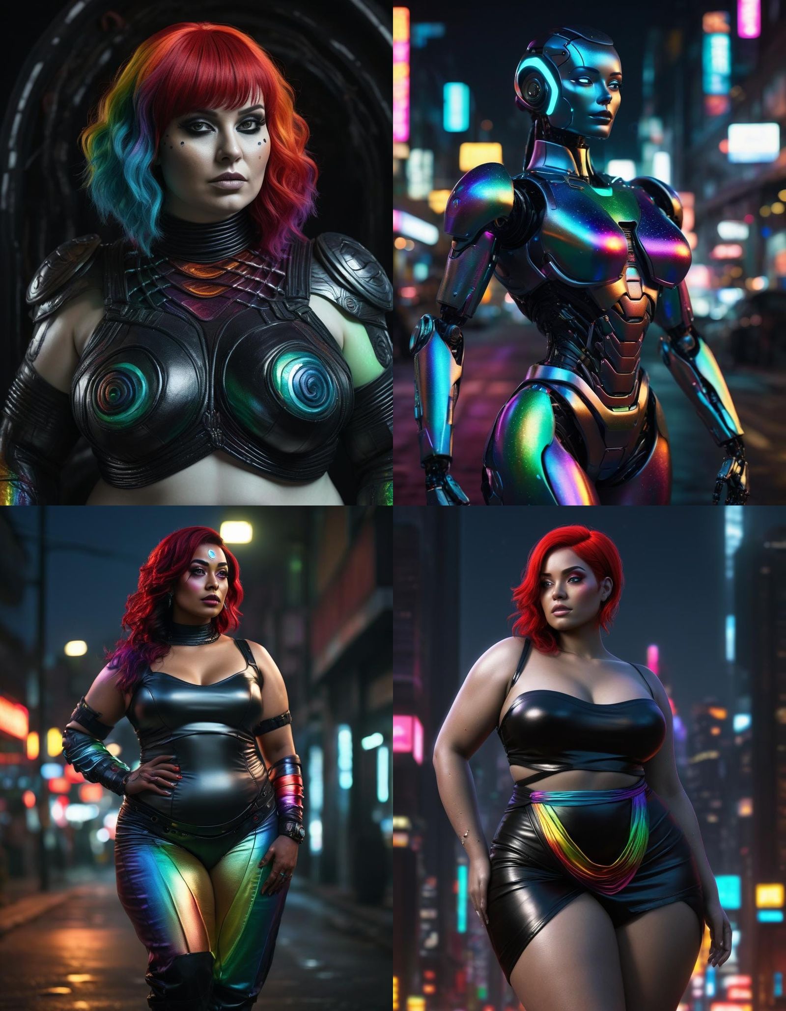 Hyperrealistic Curvy Robot in Rainbow Saree