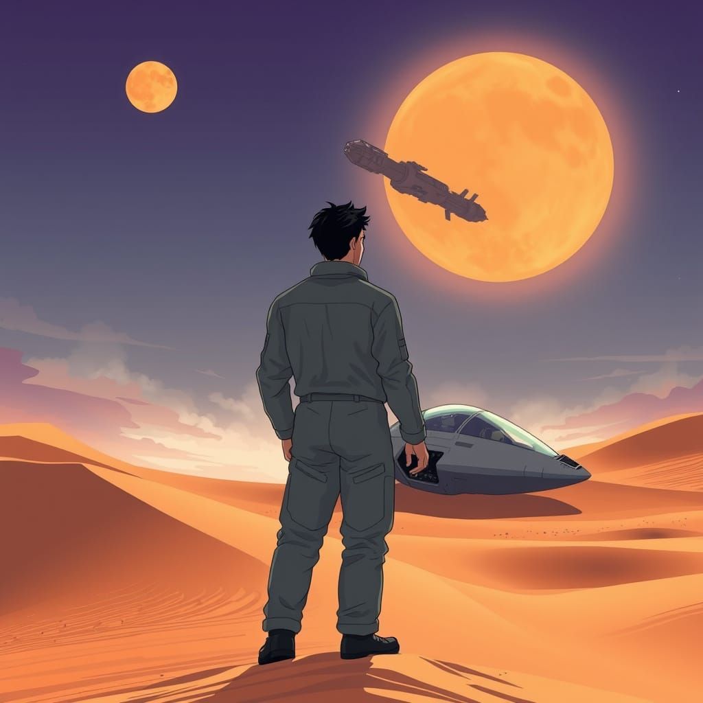 Desert Exile Under Twin Suns: Anime Style