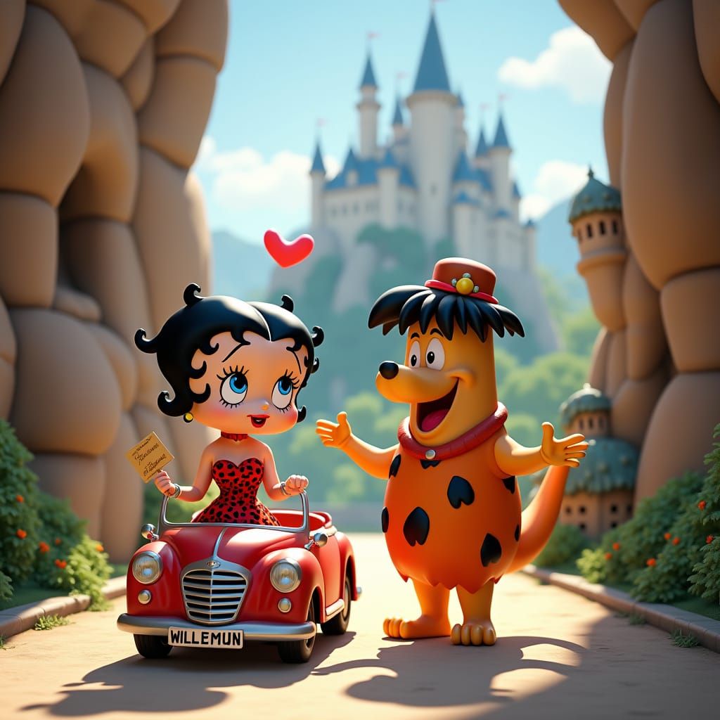 Betty Boop Meets Bedrock in Fairytale Castle