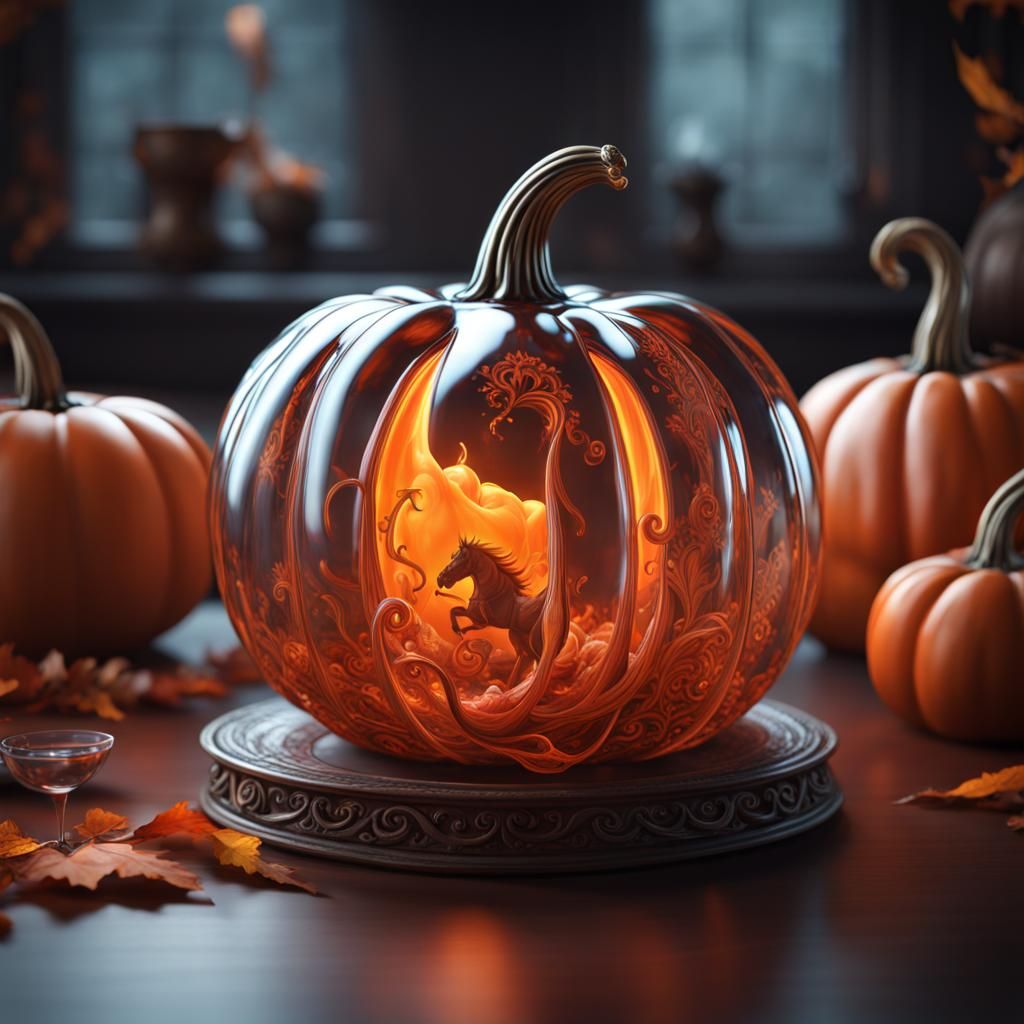 Glass Pumpkin with Trapped Horse: Fantasy Concept Art