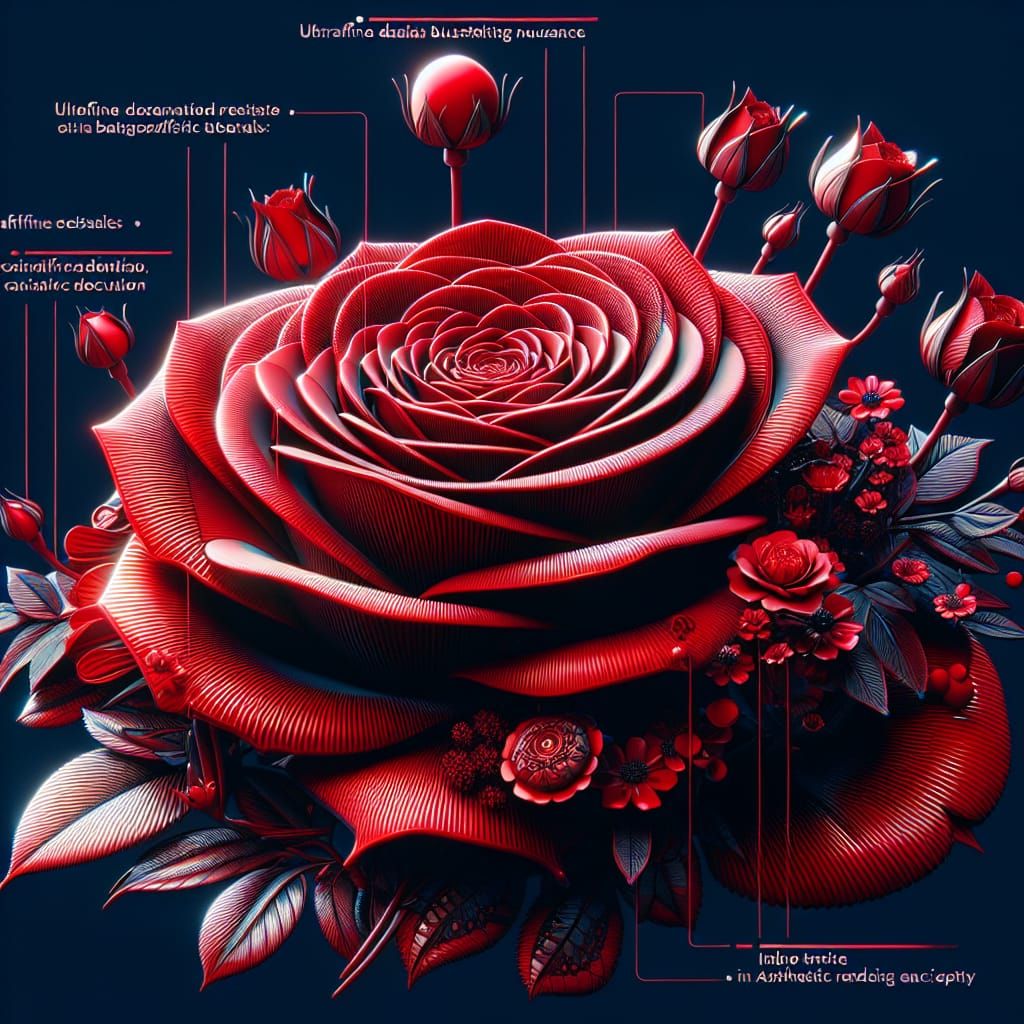 Hyperrealistic Red Rose in Japanese Anime Style