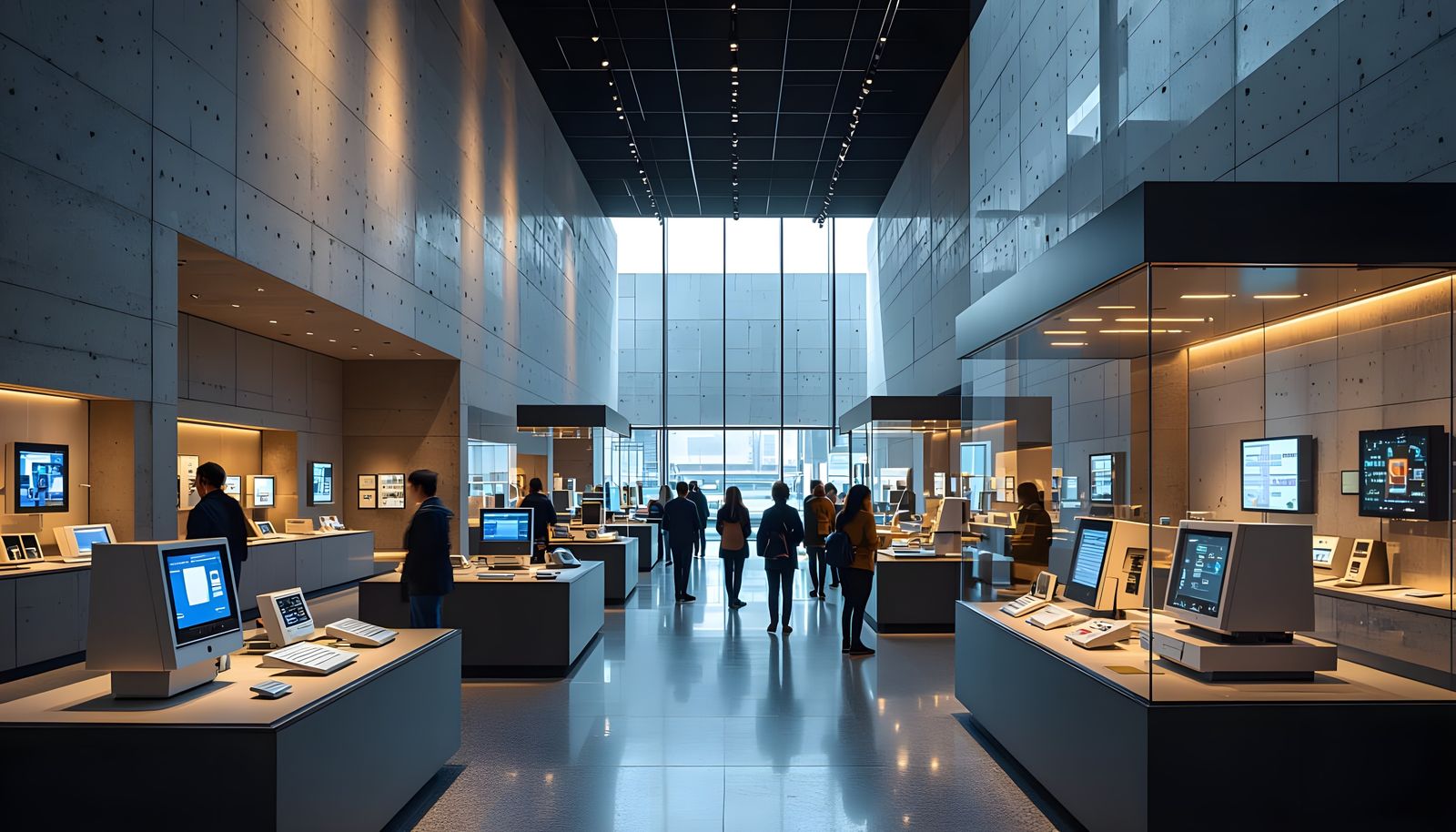 Modern Technology Museum Exhibition with Minimalist Architec...