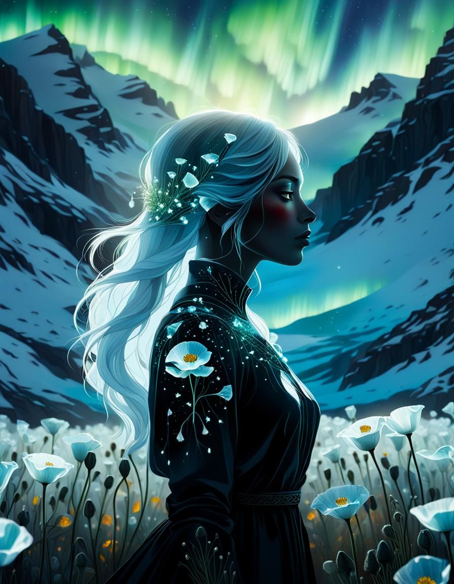 Arctic Poppy Spirit in Aurora Light