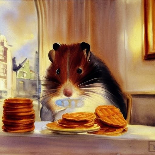 Hamster's Amsterdam Cafe Adventure in Watercolor