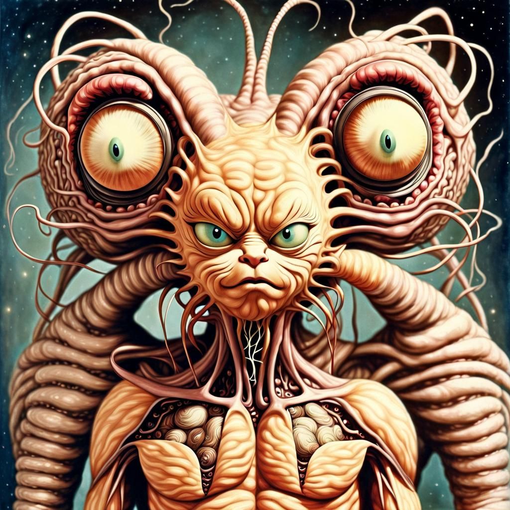 Cryptic Alien Anatomy in Dystopian Horror Style