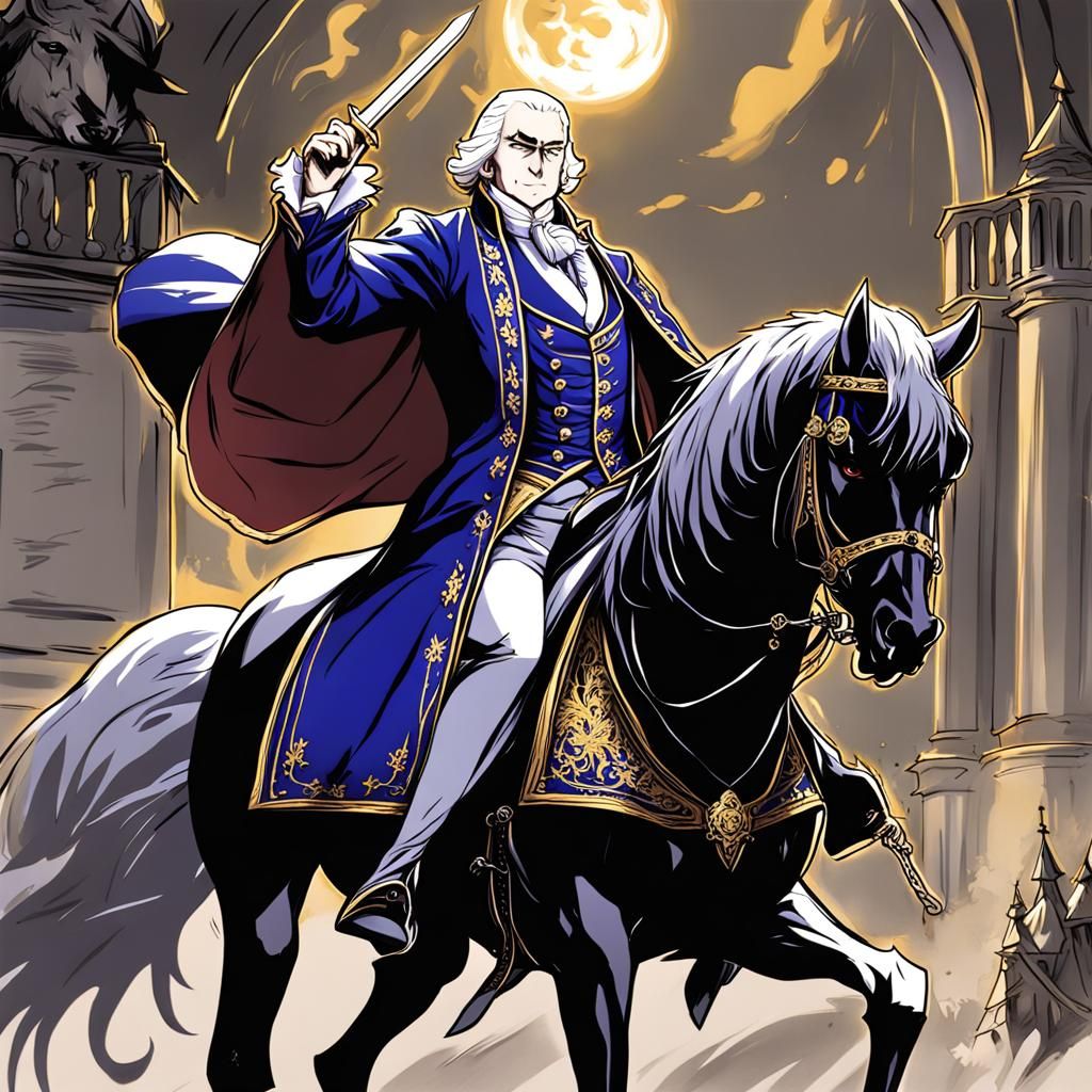 King Louis XVI as Headless Horseman in Anime Style