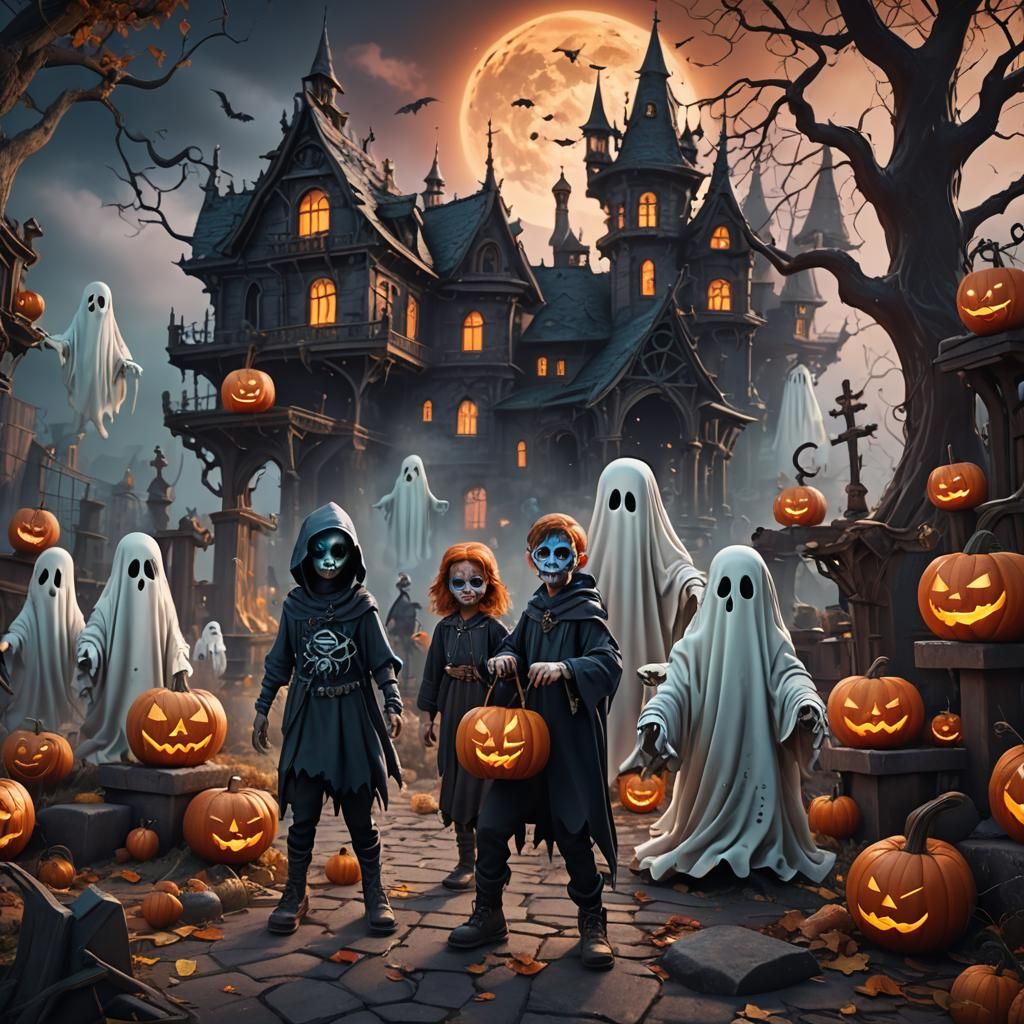 Ghostly Children's Halloween Fantasy Art