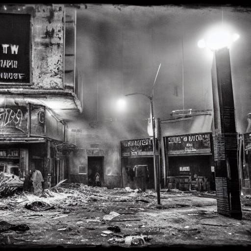 Film Noir Subway Station in Gritty Black and White
