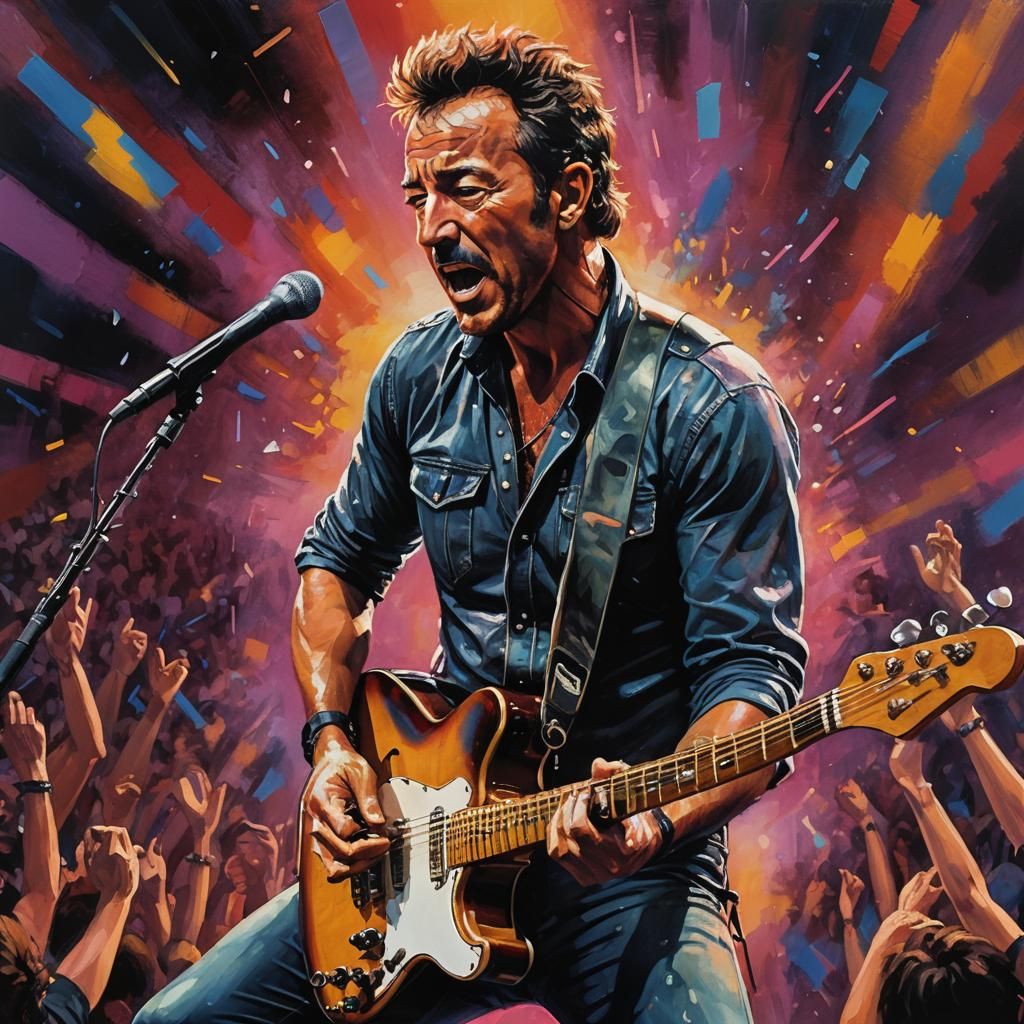 Energetic Concert Scene in Splash Art Style