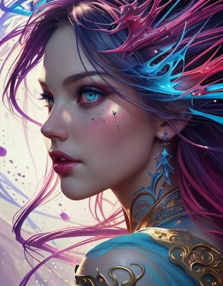 Vibrant Wonderland: Hyperrealistic Splash Art Portrait