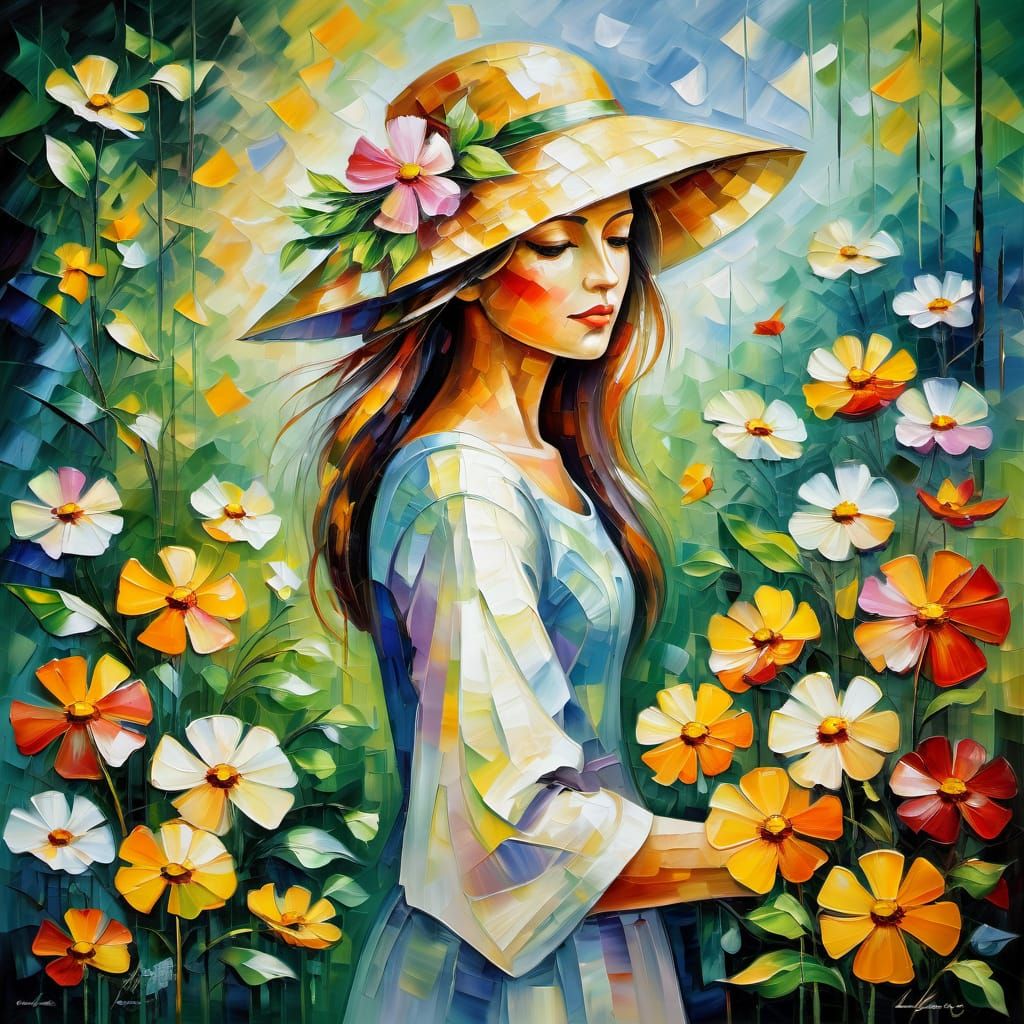 Serene Woman in a Vibrant Garden