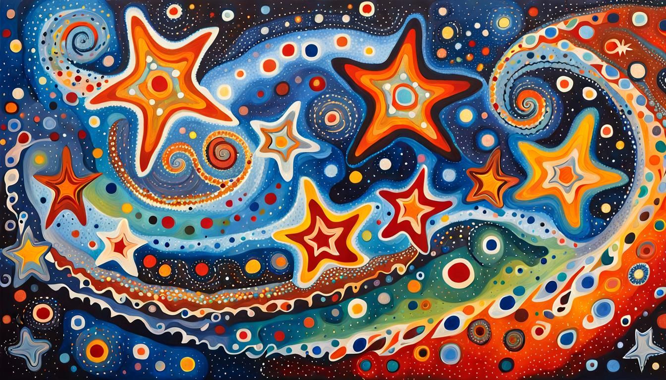 Dreamtime Painting of Cosmic Star Formation in Abstract Styl...