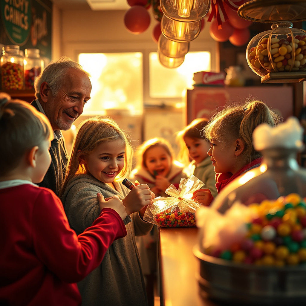 Golden Light in a Vintage Candy Shop, a Nostalgic Wonderland