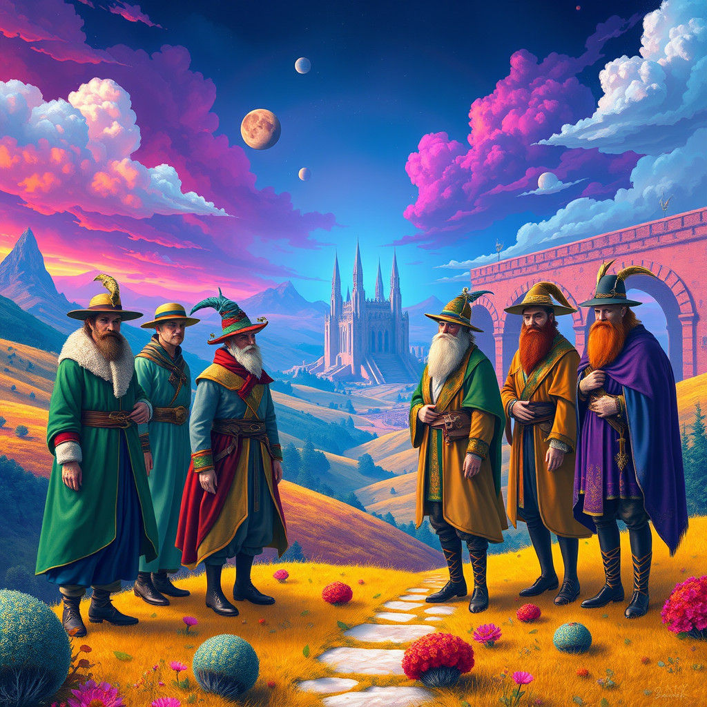 Brothers of the Months in Dreamlike Landscape