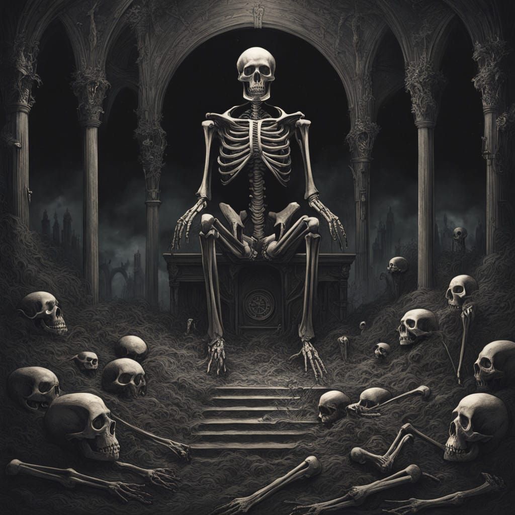 Surrealist Biomechanical Altar in Moonlit Darkness