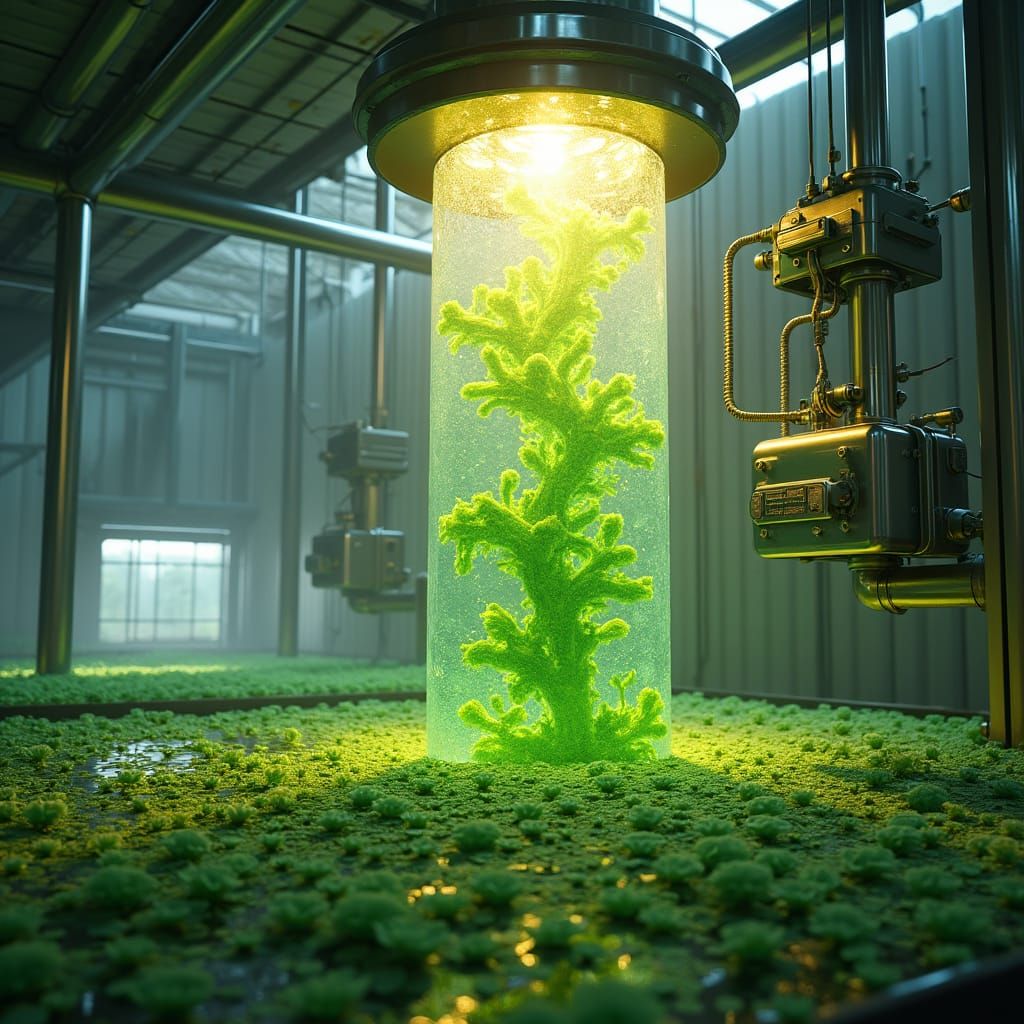Futuristic Microalgae Farm with Overhead Hoist System