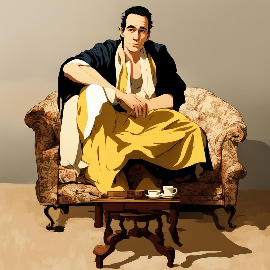 Young Man Meditates in Dilapidated Mansion