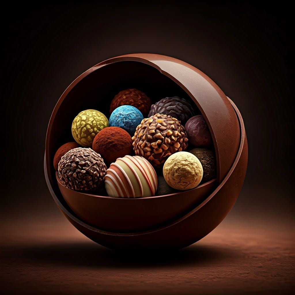 Decadent Chocolate Sphere with Colorful Truffles