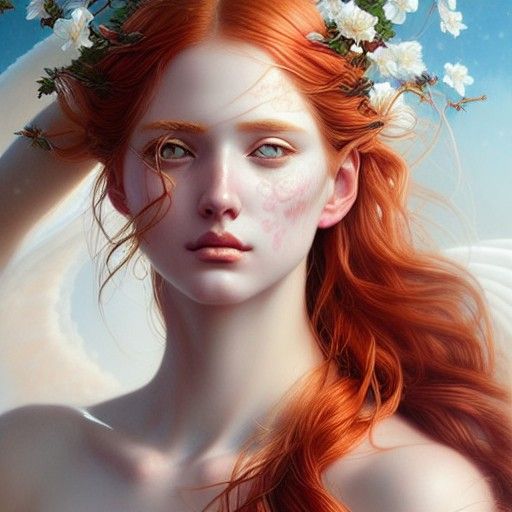 Hyper-Realistic Birth of Venus with Red Hair