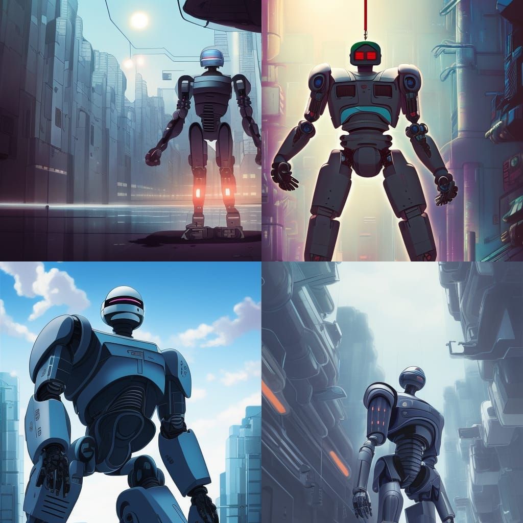 RoboCop in Studio Ghibli Anime Style