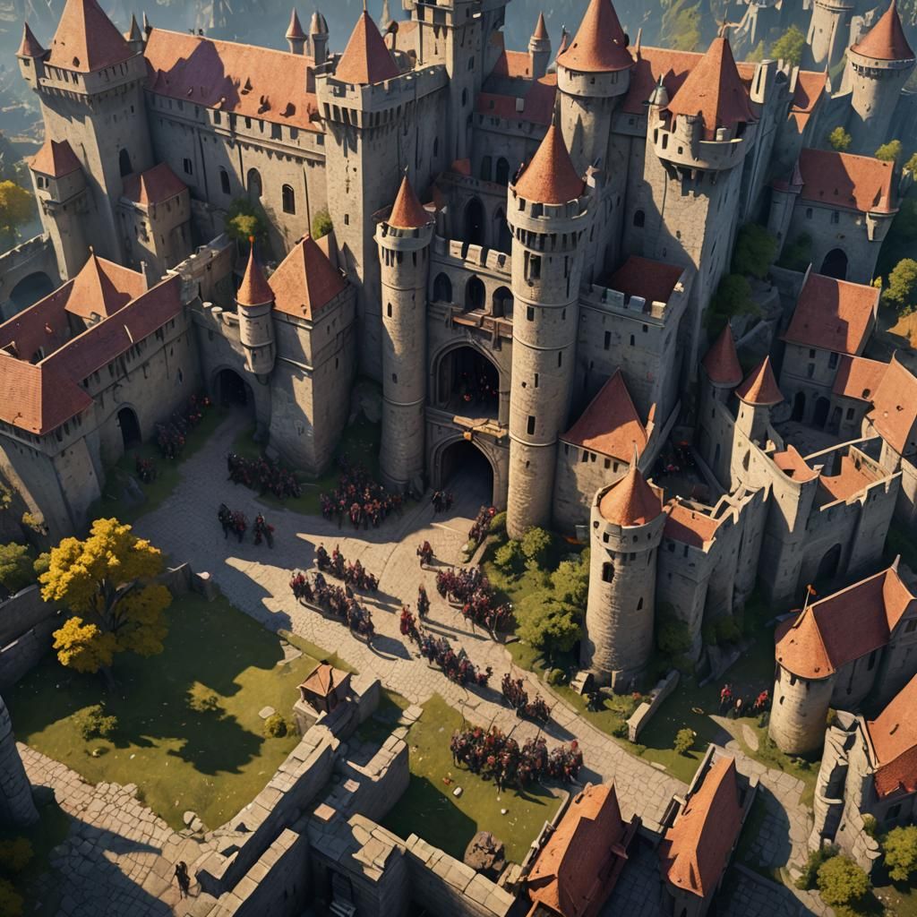 Medieval Army Siege in Dark Fantasy Style