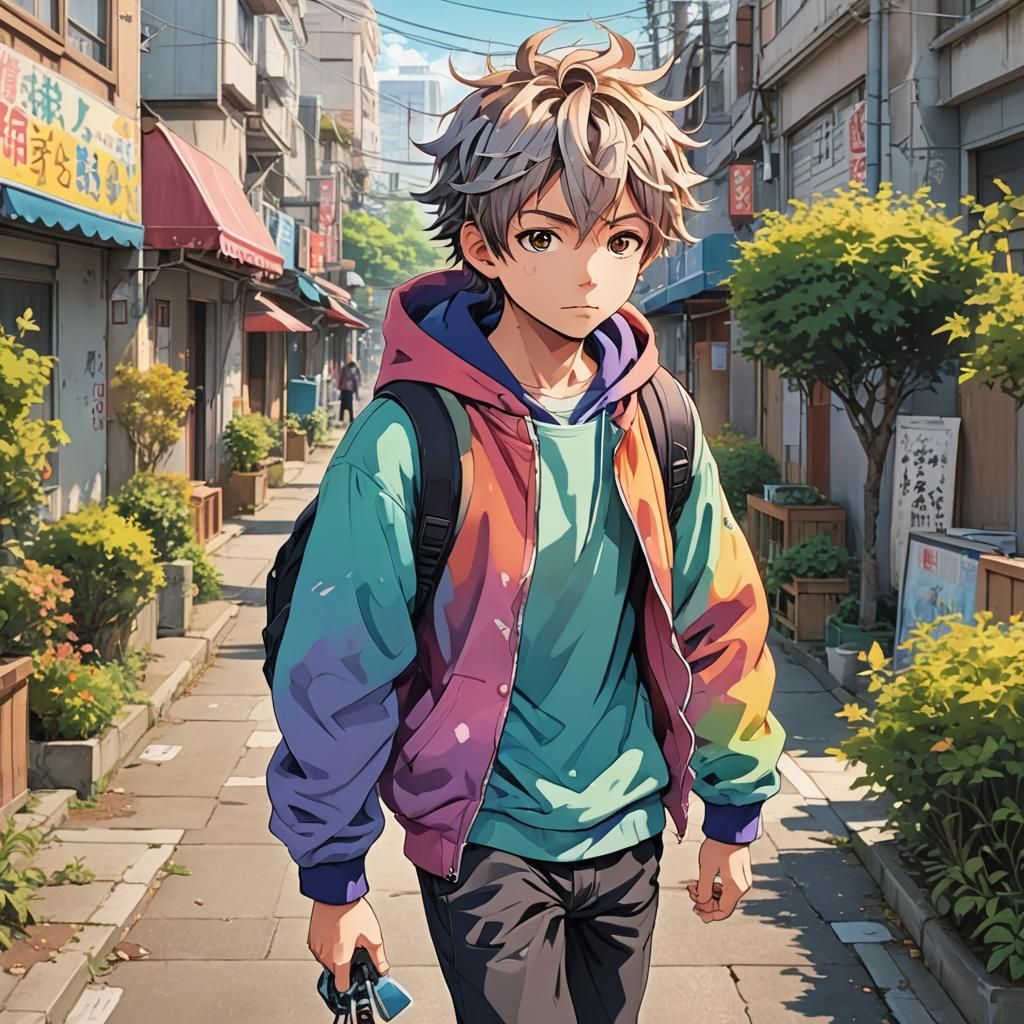 Vibrant Manga Inspired Key Visual with Pastel Colors