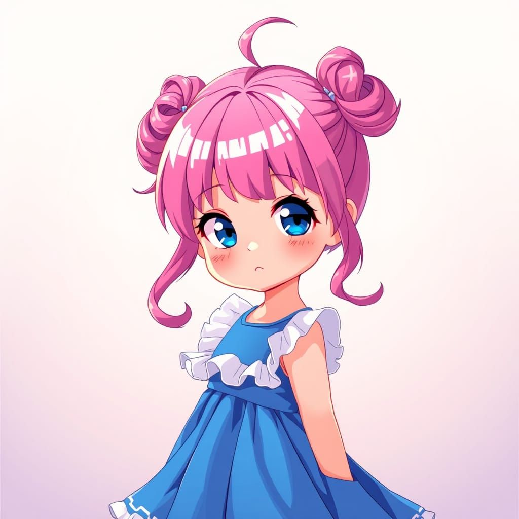 Anime Girl with Pink Hair in Manga Style