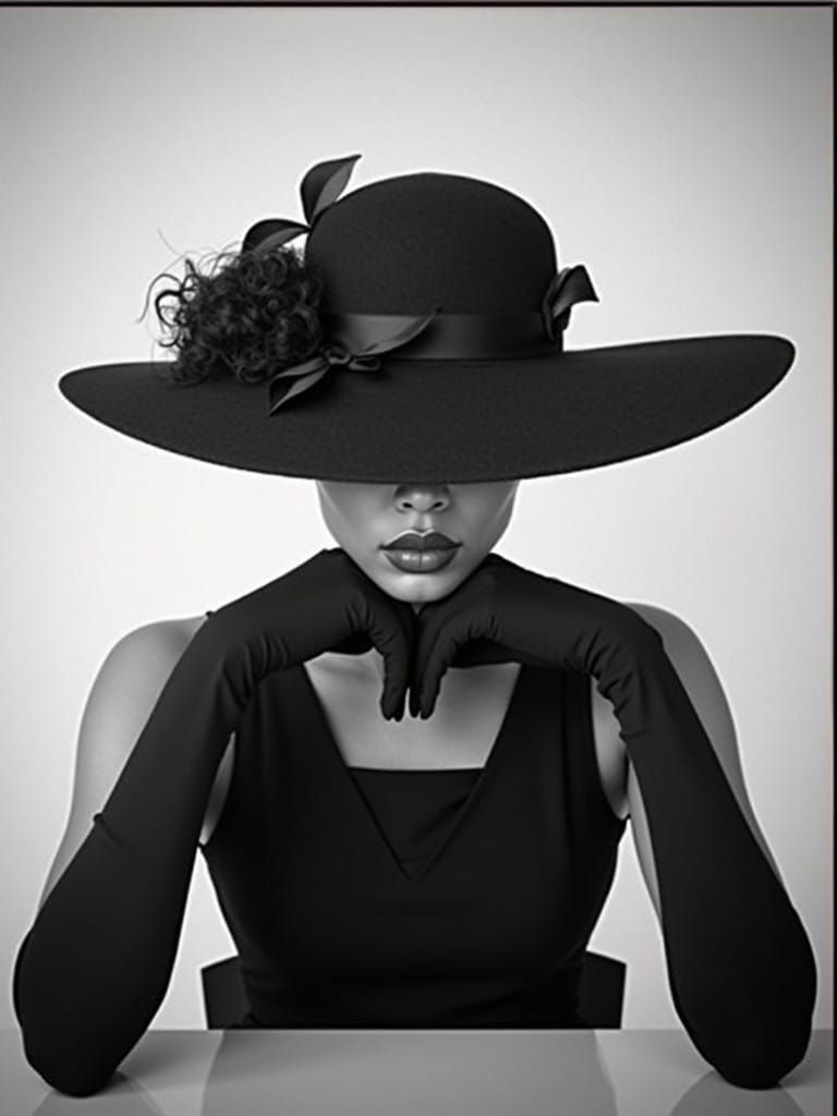 Elegant Woman in Black Attire, High-Contrast Photography