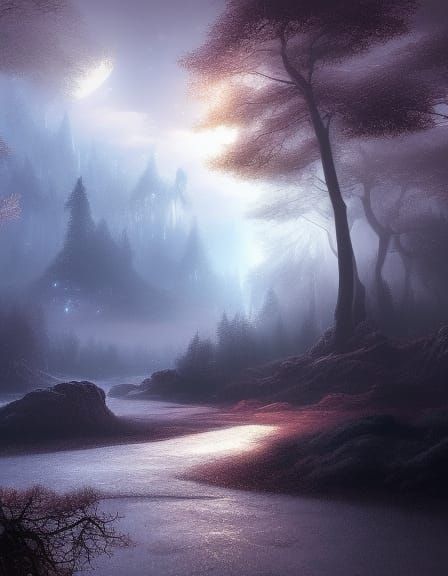 Haunting Night Landscape Painting in Detailed HDR