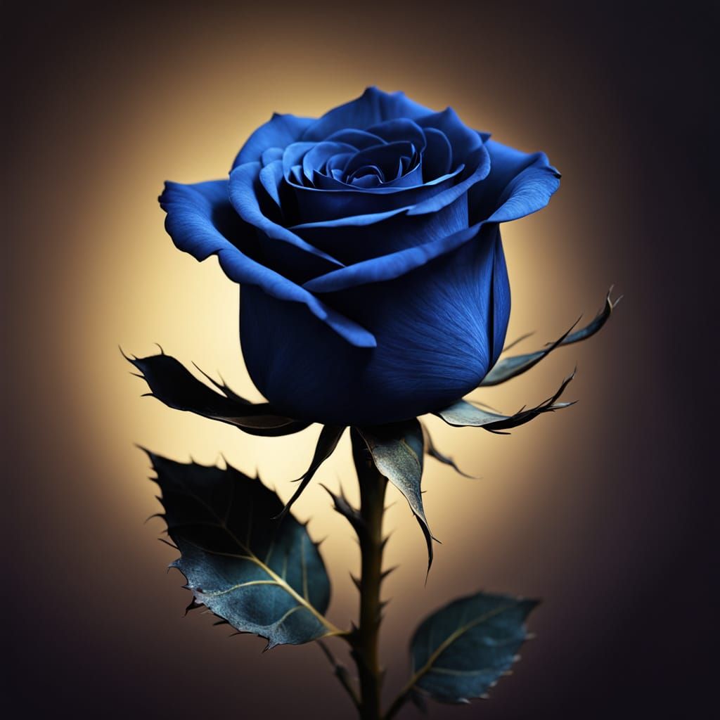 Single Blue Rose in Dark Fantasy Style