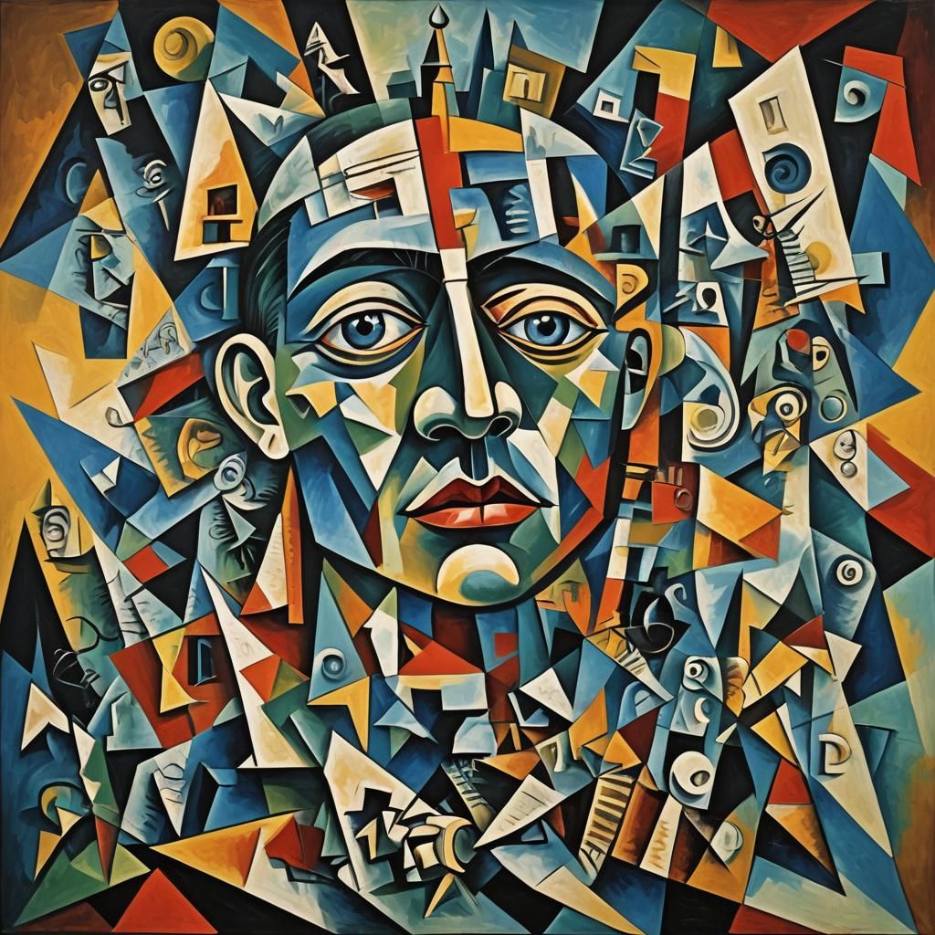 Cubist Monster in Geometric Fauvism Style