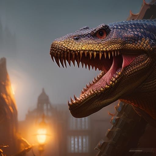 Reptilian Dog Concept Art in Fantasy Style