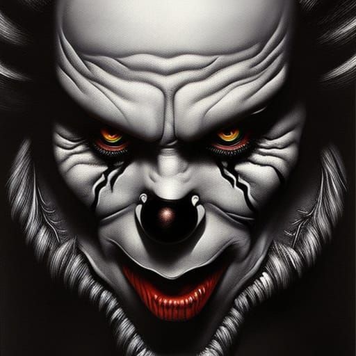 Nightmarish Clown in Dark Art Style