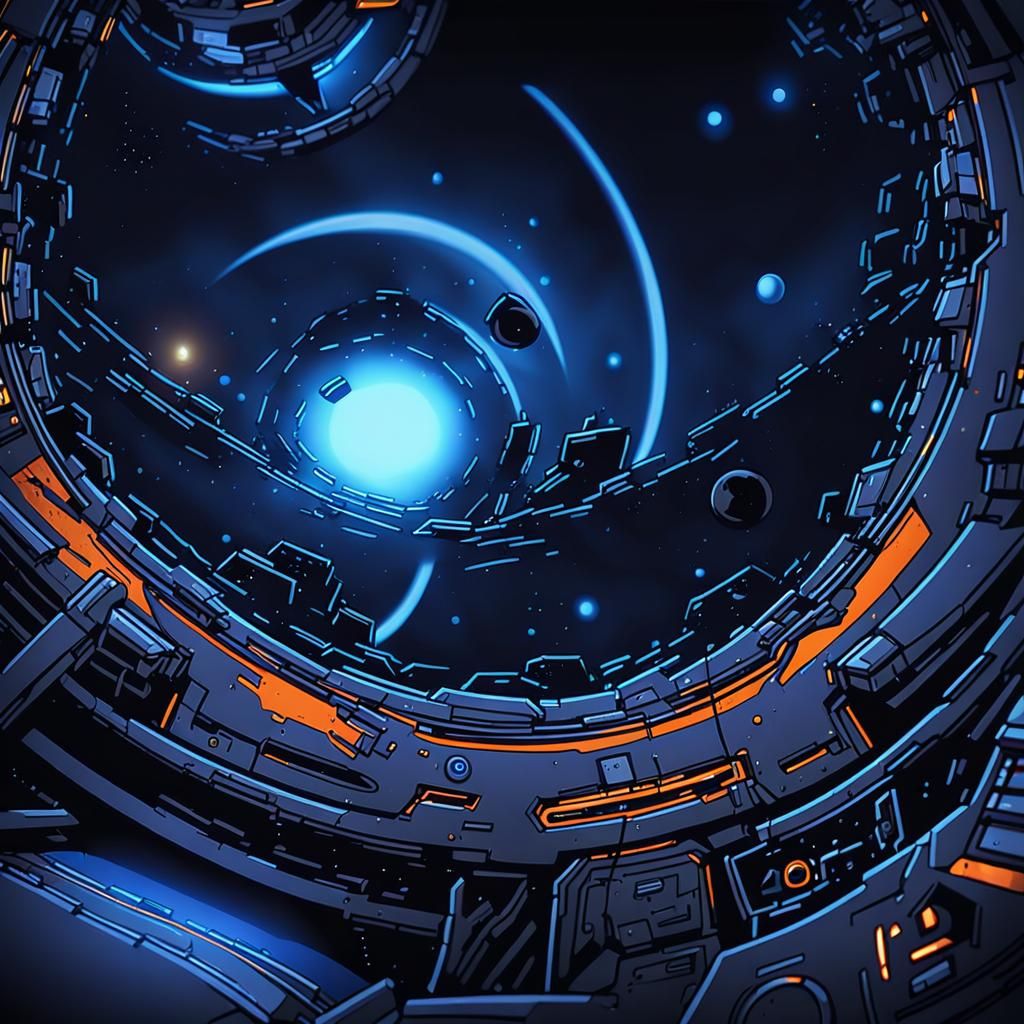 Android Pilot Near Black Hole: Cosmic Concept Art