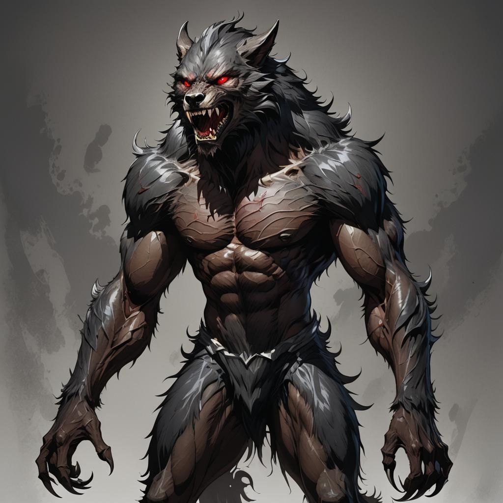 Anime Werewolf Full Body in Studio Trigger Style