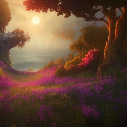 Velvet Summer Evening: Detailed Matte Painting
