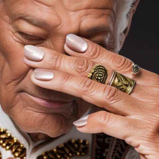 Detailed Old Man's Hand with Gold Ring